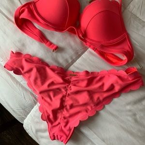 A&F hot pink bikini set